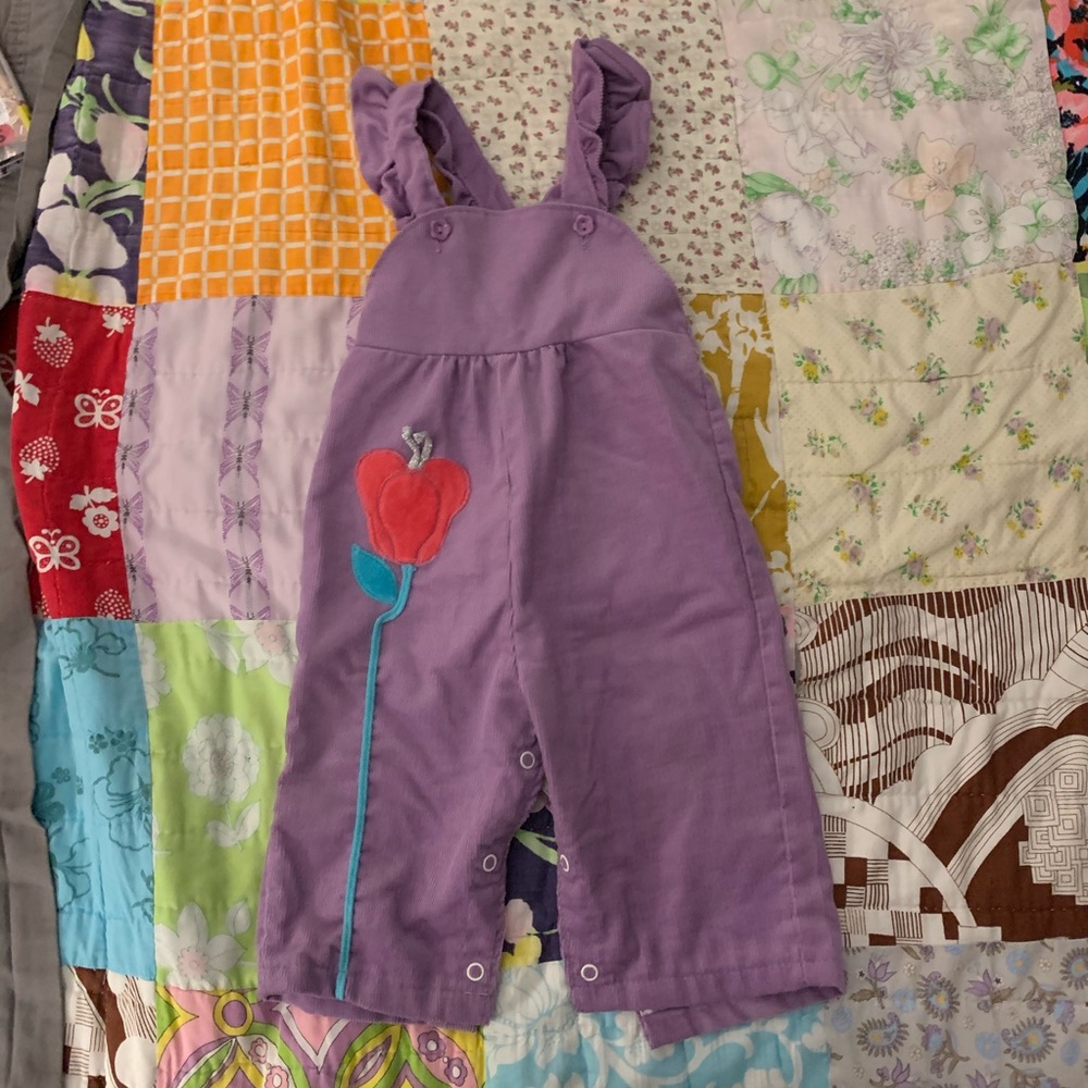 purple vintage corduroy overalls